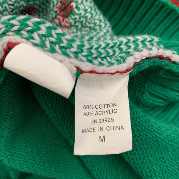 Ugly Christmas Sweater Size Medium Sweater Vest V Neck Green Red Santa Claus - Picture 4 of 5
